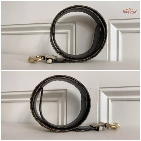 Authentic Gucci Brown Monogram Canvas Leather Gold Horsebit Ring Belt Size 90/36 - Picture 9 of 13